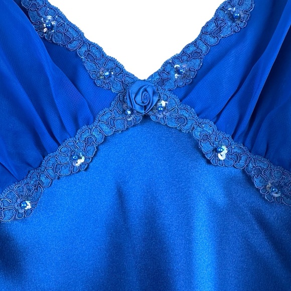 Inner Most Other - VTG INNER MOST Royal Blue Maxi Satin Retro Sexy Lace Slip Vintage Dress Lingerie